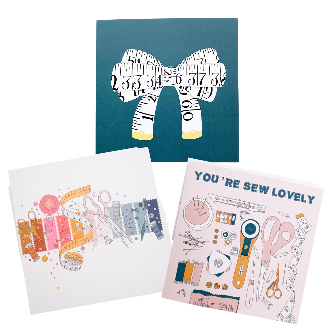 Sewing themed greetings cards by Samantha Claridge