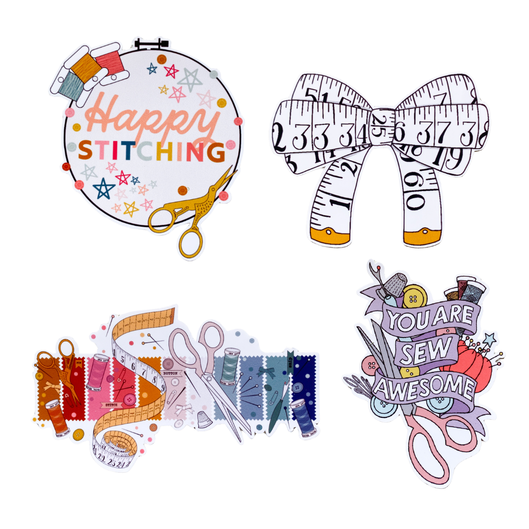 Sewing themed stickers by Samantha Claridge