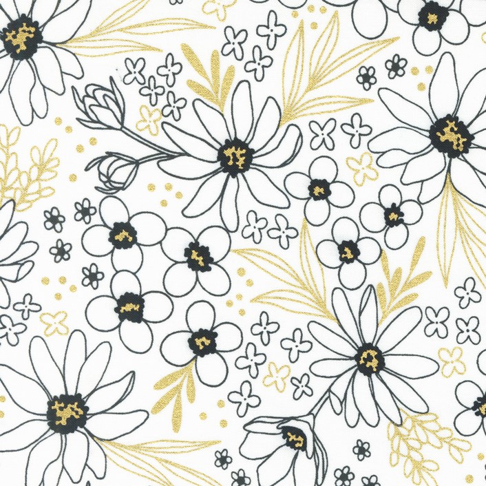Flower Garden Paper Gold from the modern patchwork and quilting fabric collection Gilded designed by Alli K Design for Moda Fabrics