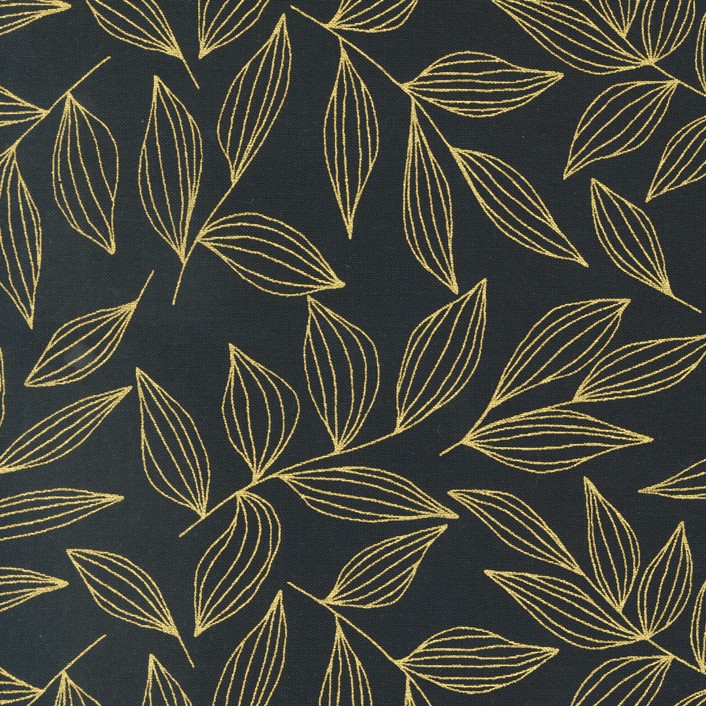 Leaves Ink Gold from the modern patchwork and quilting fabric collection Gilded designed by Alli K Design for Moda Fabrics