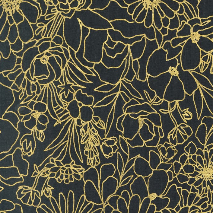 Doodle Floral Ink Gold from the modern patchwork and quilting fabric collection Gilded designed by Alli K Design for Moda Fabrics
