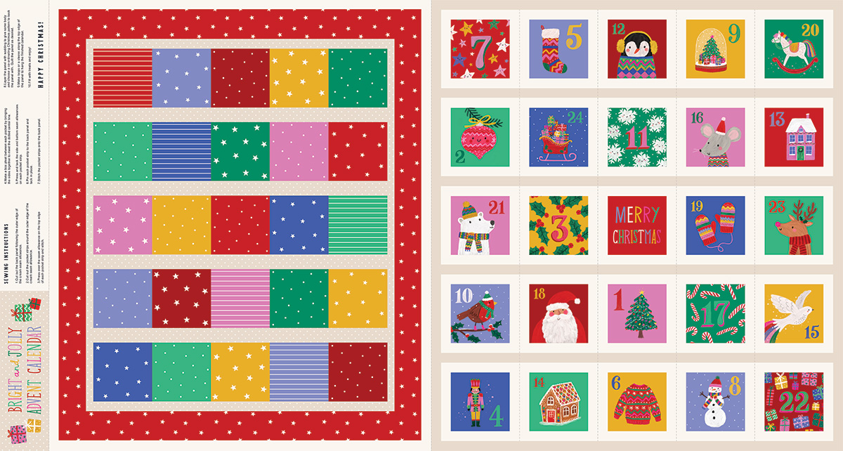 Bright and Jolly Christmas Advent Panel print by Kate McFarlane for Dashwood Studio