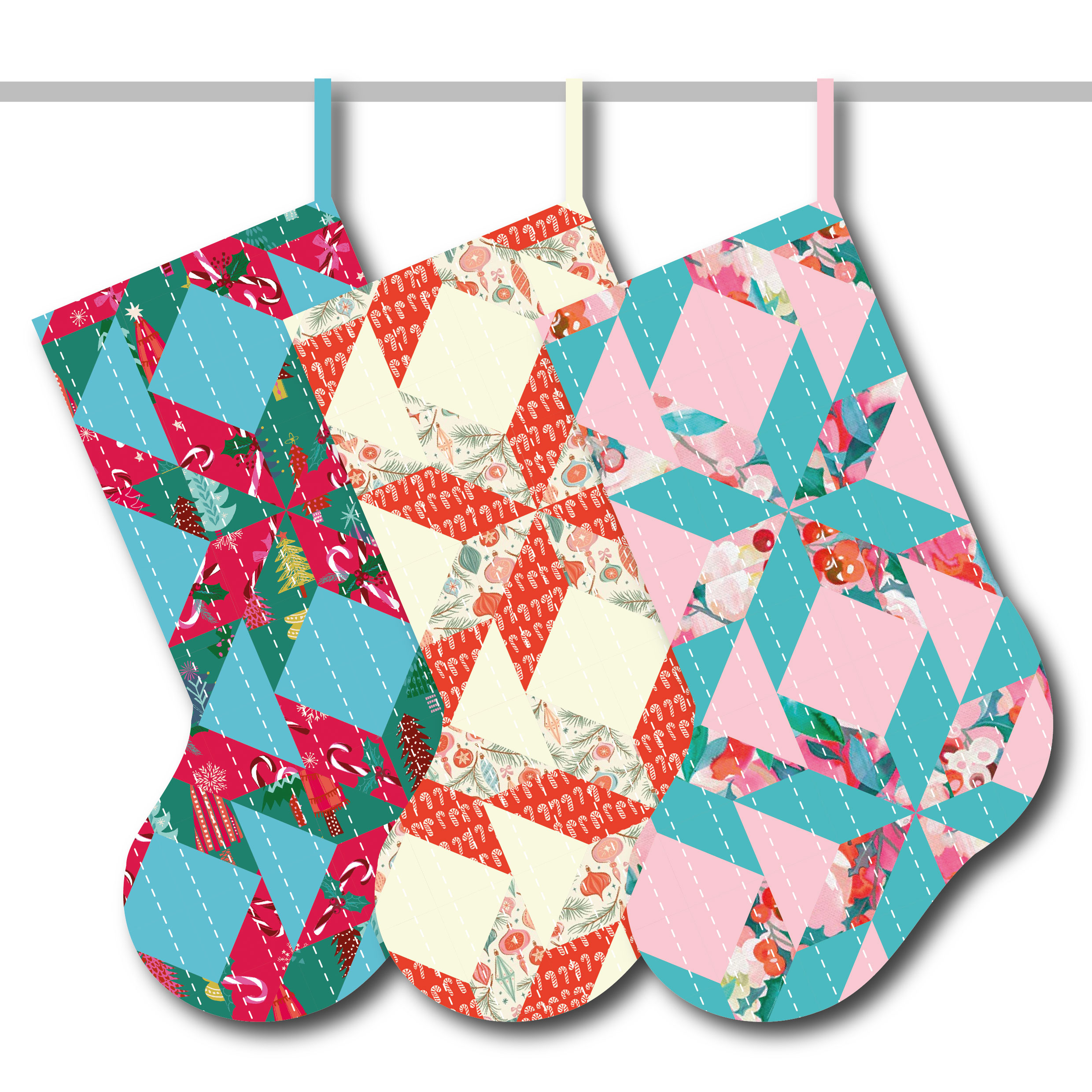 Seeing Stars Patchwork Christmas Stocking Kits by The Fabric Fox