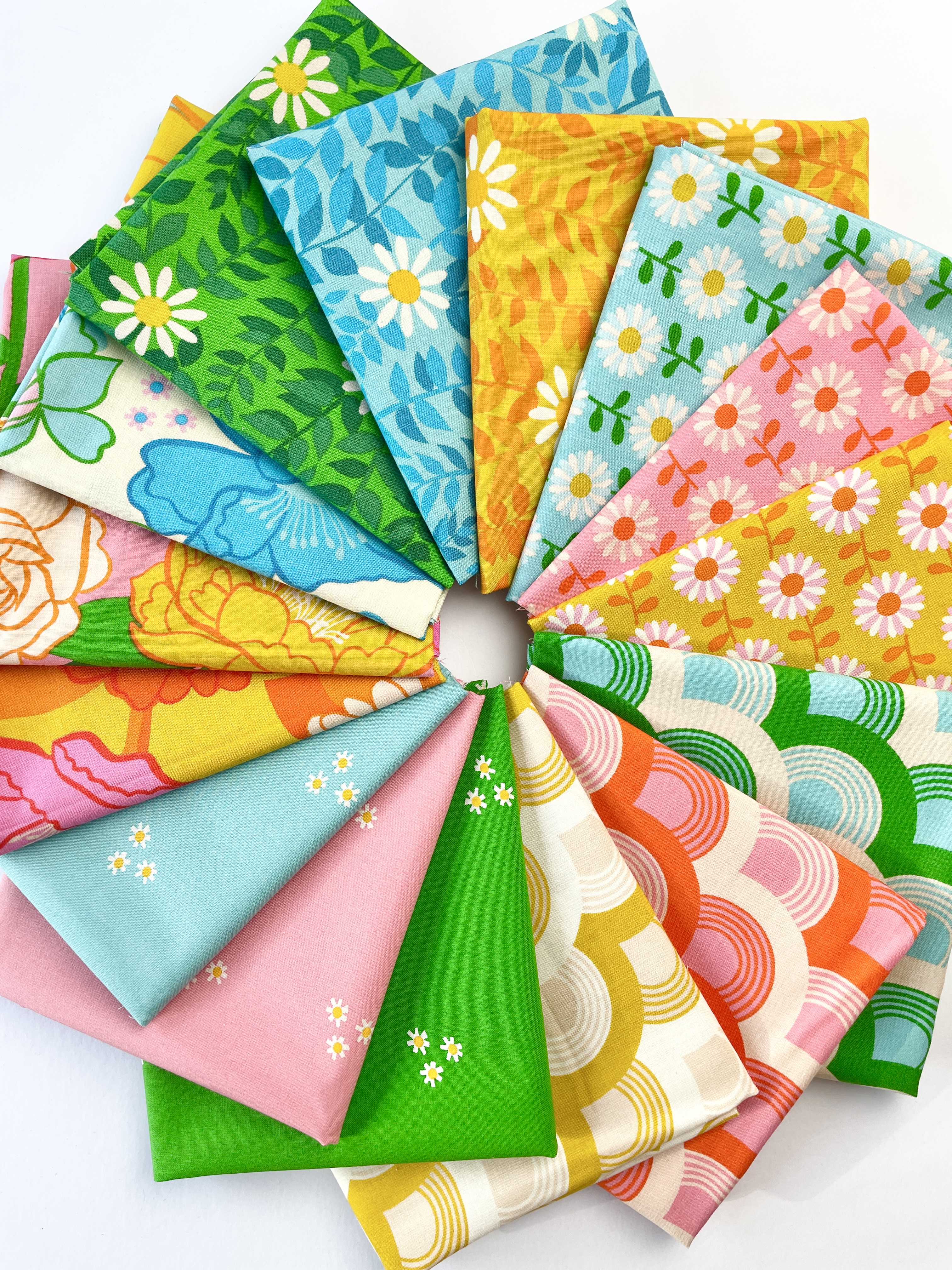 Modern patchwork and quilting fabric from the Flowerland collection designed by Melody Miller for Ruby Star Society