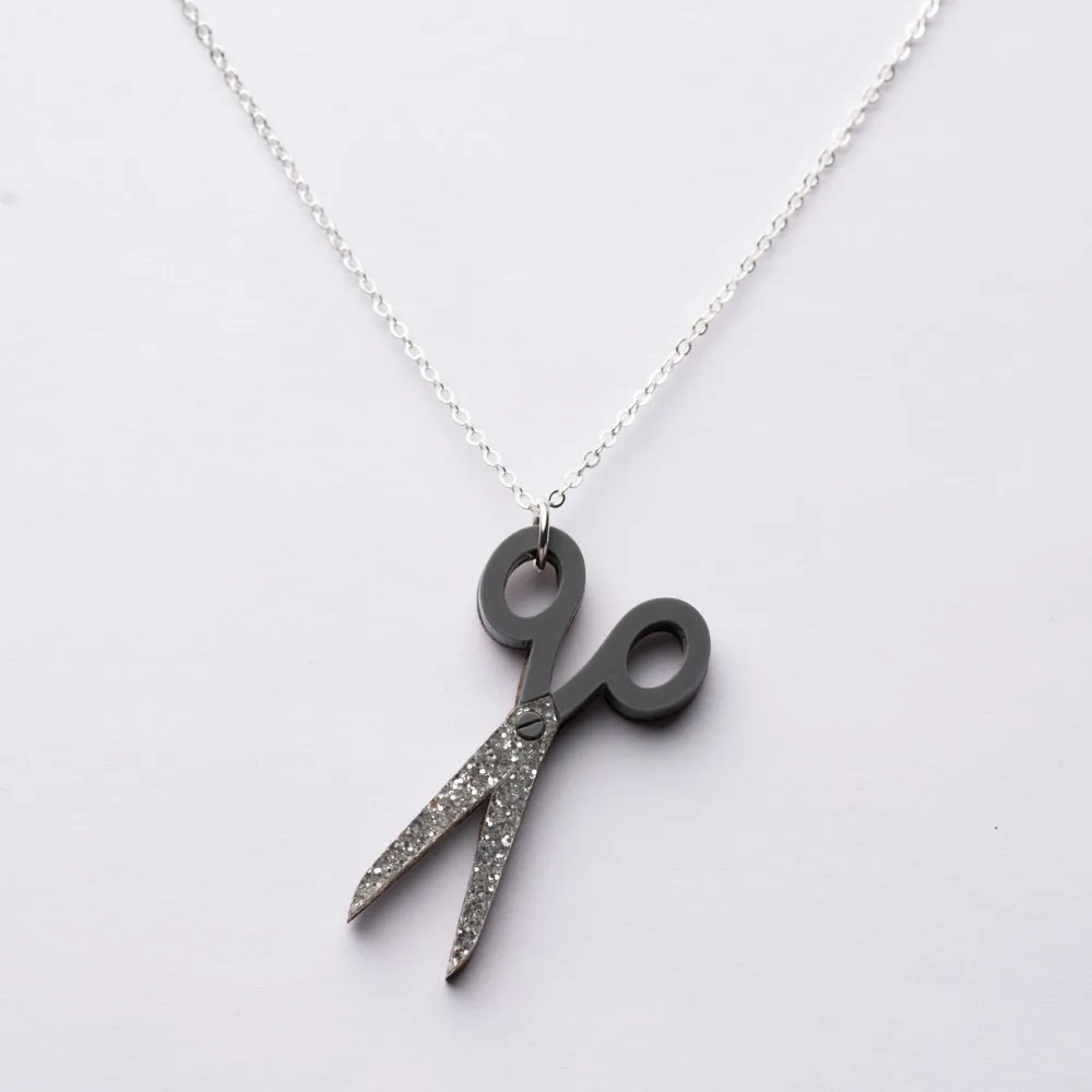 Scissor Necklace in Dark Grey