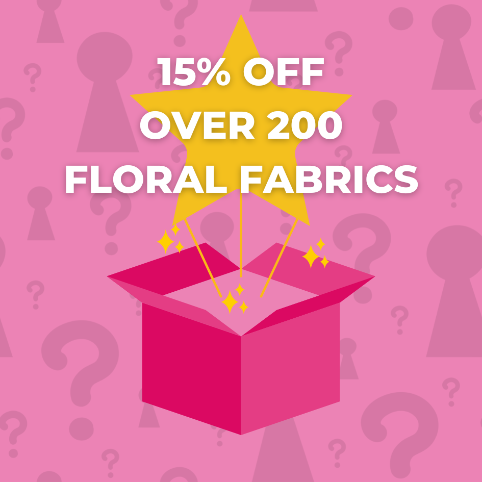 15% off all floral quilting fabrics at The Fabric Fox