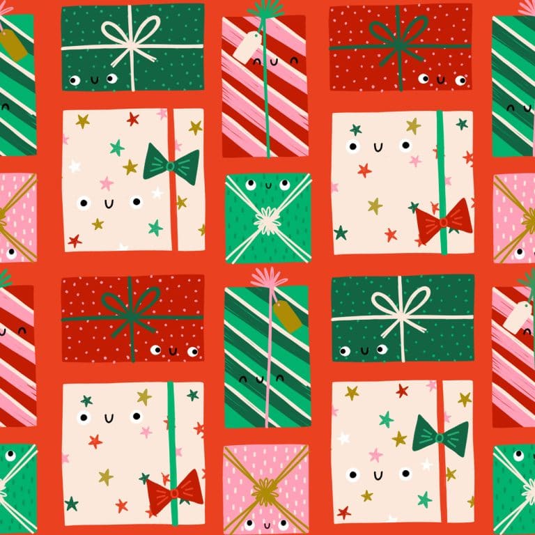 Happy Gifts Red from the Oh What Fun Christmas fabric collection by Dashwood Studio