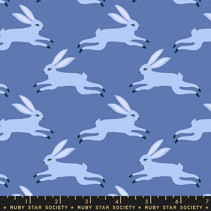 Bunny Run Twilight from the modern patchwork and quilting fabric collection Backyard designed by Sarah Watts for Ruby Star Society